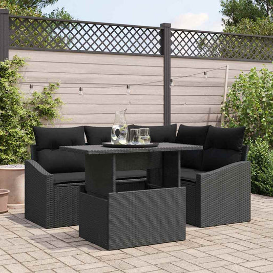 Set Divano da Giardino 5 pz Nero polyrattan | homemem39