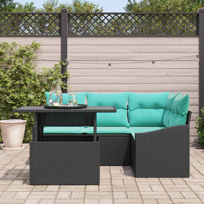 Set Divano da Giardino con cuscino 5 pcs Nero e blu | homemem39