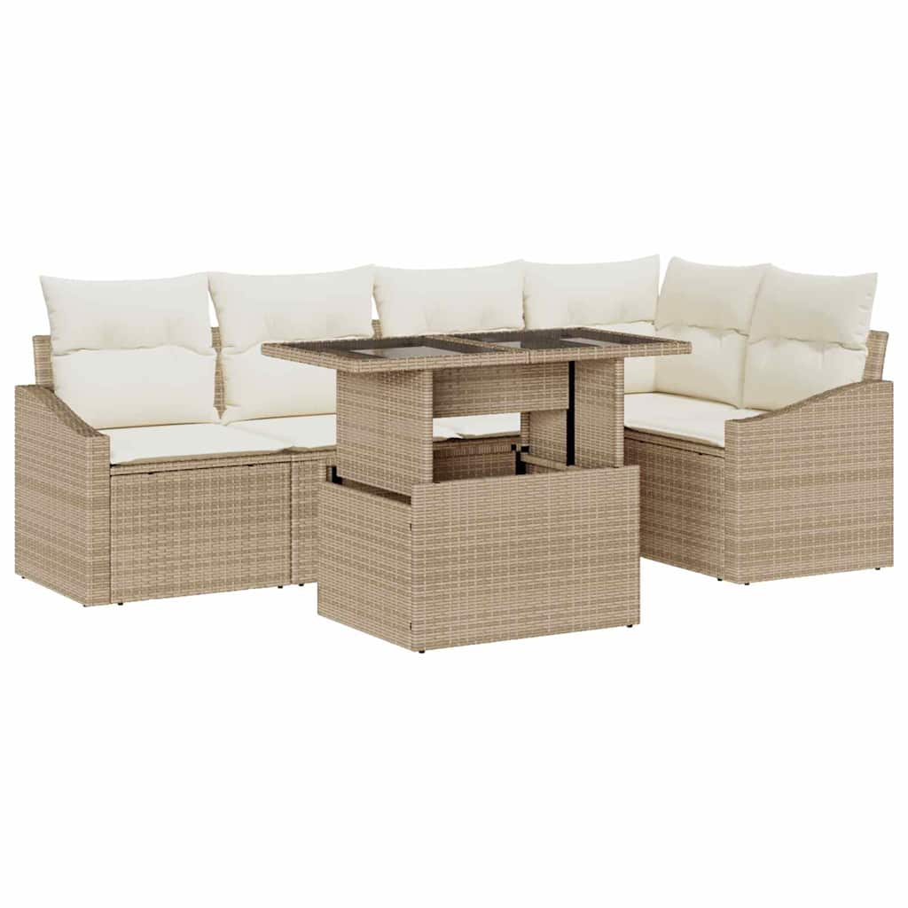 Set Divano da Giardino con cuscino 6 pcs beige e panna