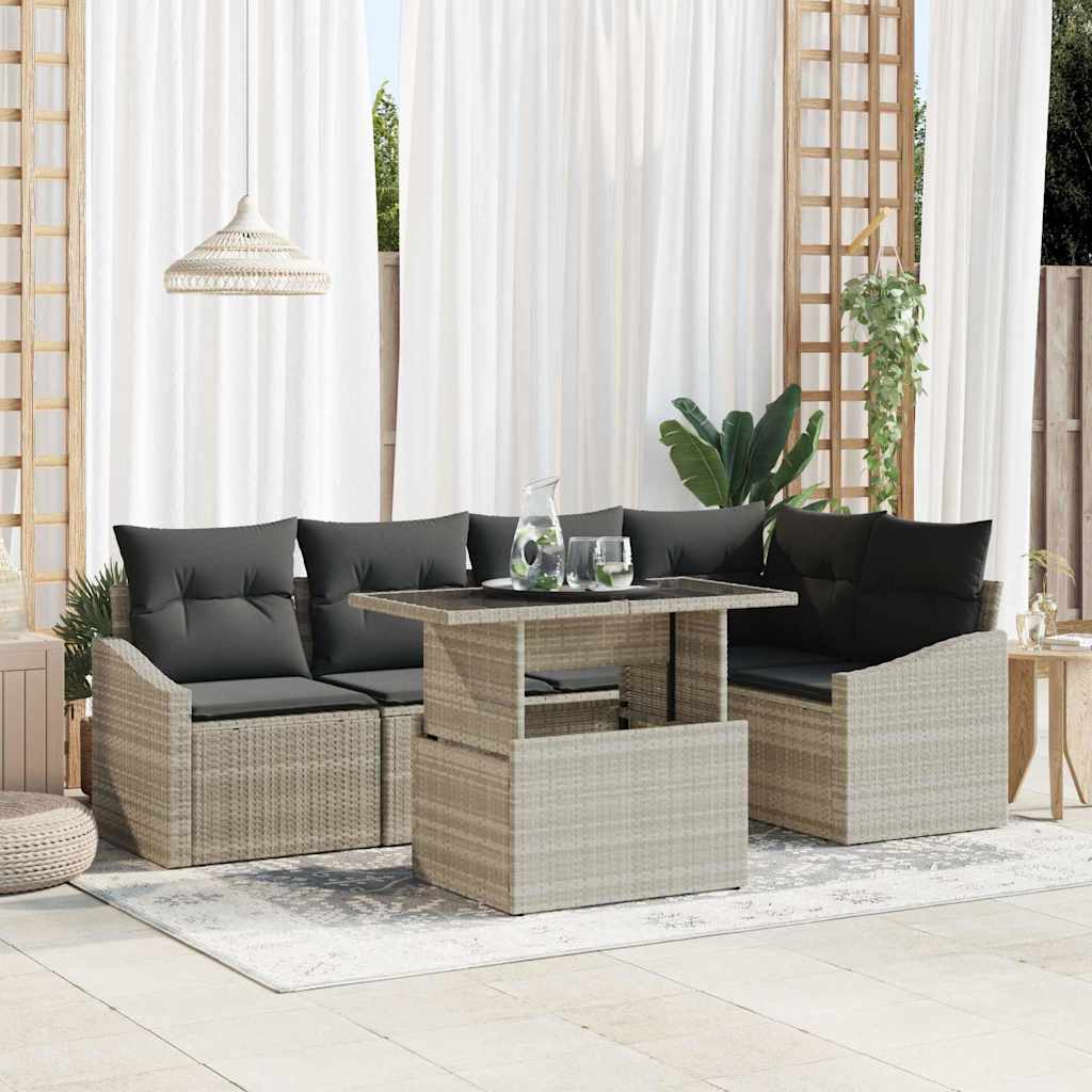 Set Divano da Giardino con cuscino 6 pcs Grigio chiaro | homemem39