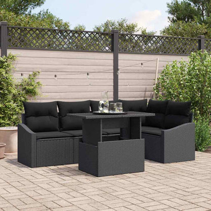 Set Divano da Giardino 6 pz Nero polyrattan | homemem39