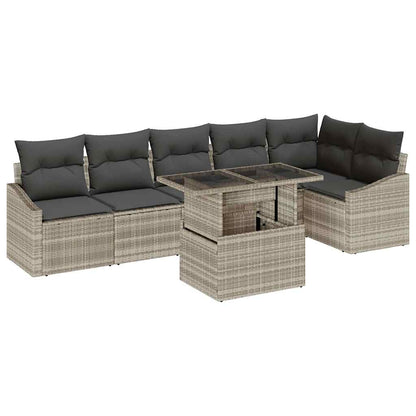 Set Divano da Giardino 7 pcs Grigio chiaro polyrattan | homemem39