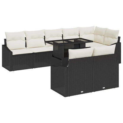 Set Divano da Giardino 9 pcs Nero e Crema polyrattan | homemem39