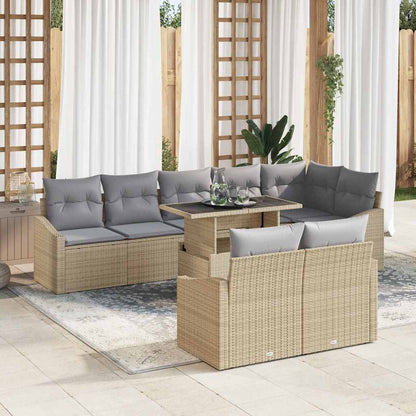 Set Divano da Giardino 9 pcs Beige e Grigio Chiaro polyrattan | homemem39