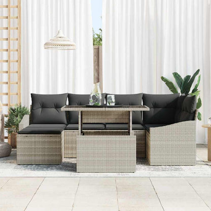 Set Divano da Giardino con cuscino 7 pcs Grigio chiaro | homemem39