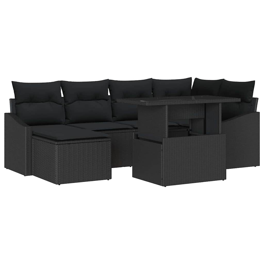Set Divano da Giardino 7 pz Nero polyrattan | homemem39