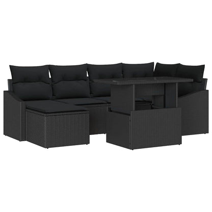 Set Divano da Giardino 7 pz Nero polyrattan | homemem39