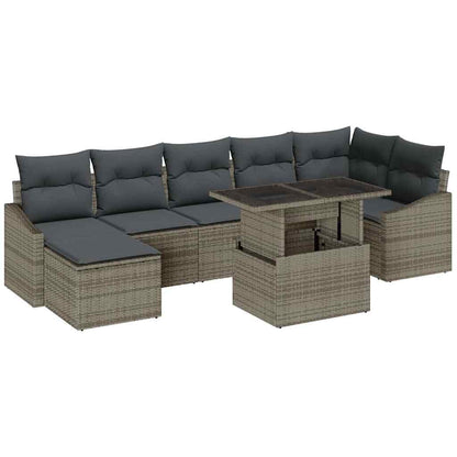 Set Divano da Giardino 8 pz Grigio polyrattan