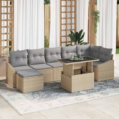Set Divano da Giardino 8 pcs Beige e Grigio Chiaro polyrattan | homemem39