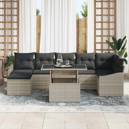 Set Divano da Giardino 8 pcs Grigio chiaro polyrattan | homemem39