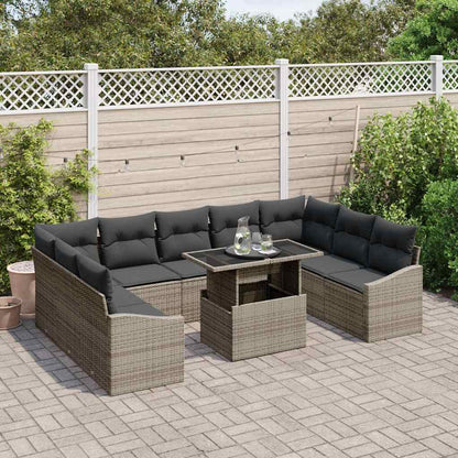 Set di divani con cuscino 10 pcs Grigio polyrattan | homemem39