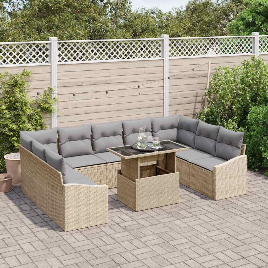 Set di divani 10 pcs Beige e Grigio Chiaro polyrattan | homemem39