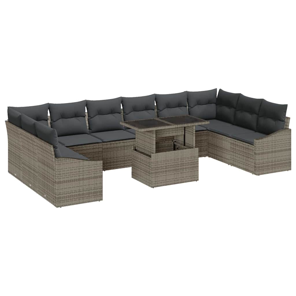 Set di divani con cuscino 11 pcs Grigio polyrattan | homemem39