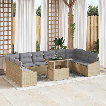 Set di divani 11 pcs Beige e Grigio Chiaro polyrattan | homemem39