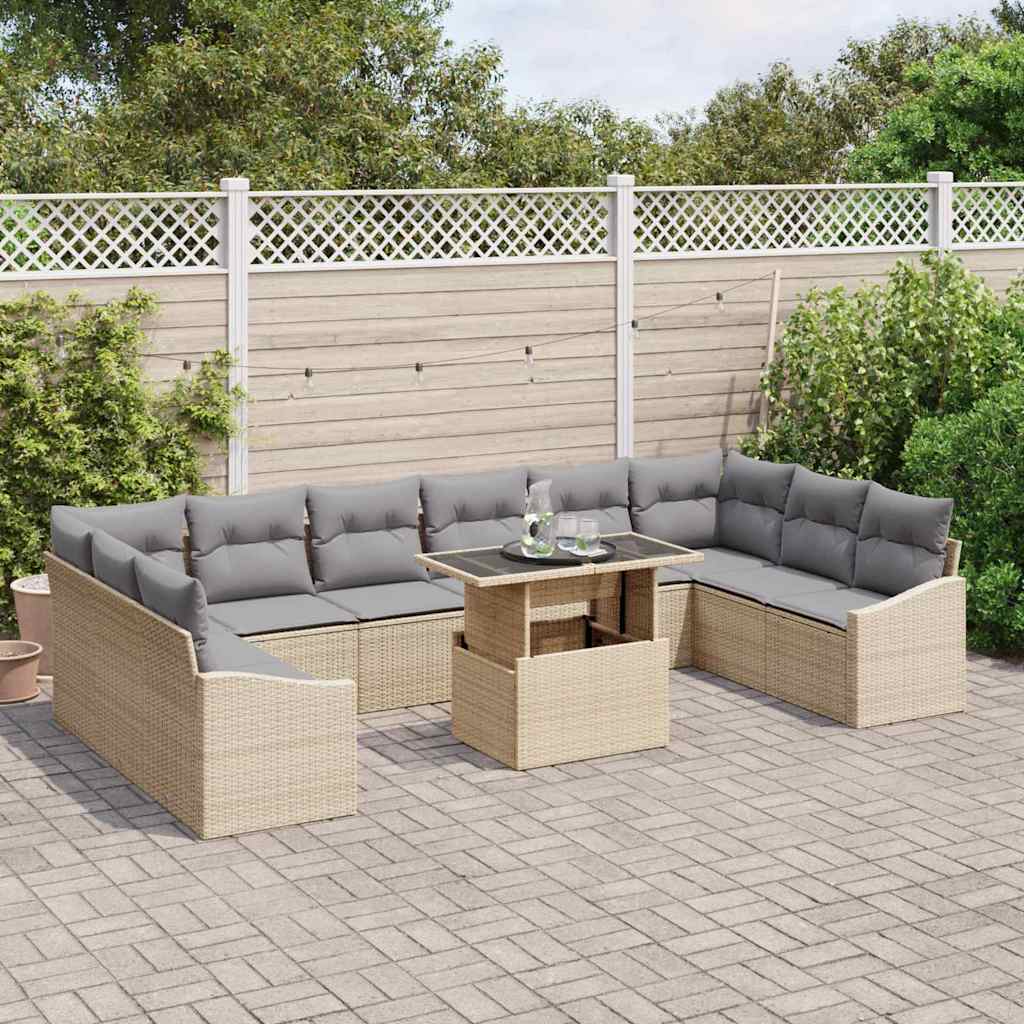 Set di divani 11 pcs Beige e Grigio Chiaro polyrattan | homemem39