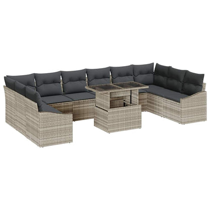 Set di divani con cuscino 11 pcs Grigio chiaro polyrattan | homemem39