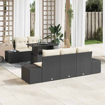 Set di divani con cuscino 6 pcs Nero e Crema polyrattan | homemem39