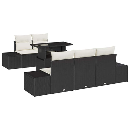 Set di divani con cuscino 6 pcs Nero e Crema polyrattan | homemem39