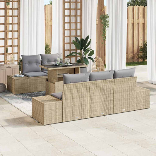 Set di divani 6 pcs Beige e Grigio Chiaro polyrattan