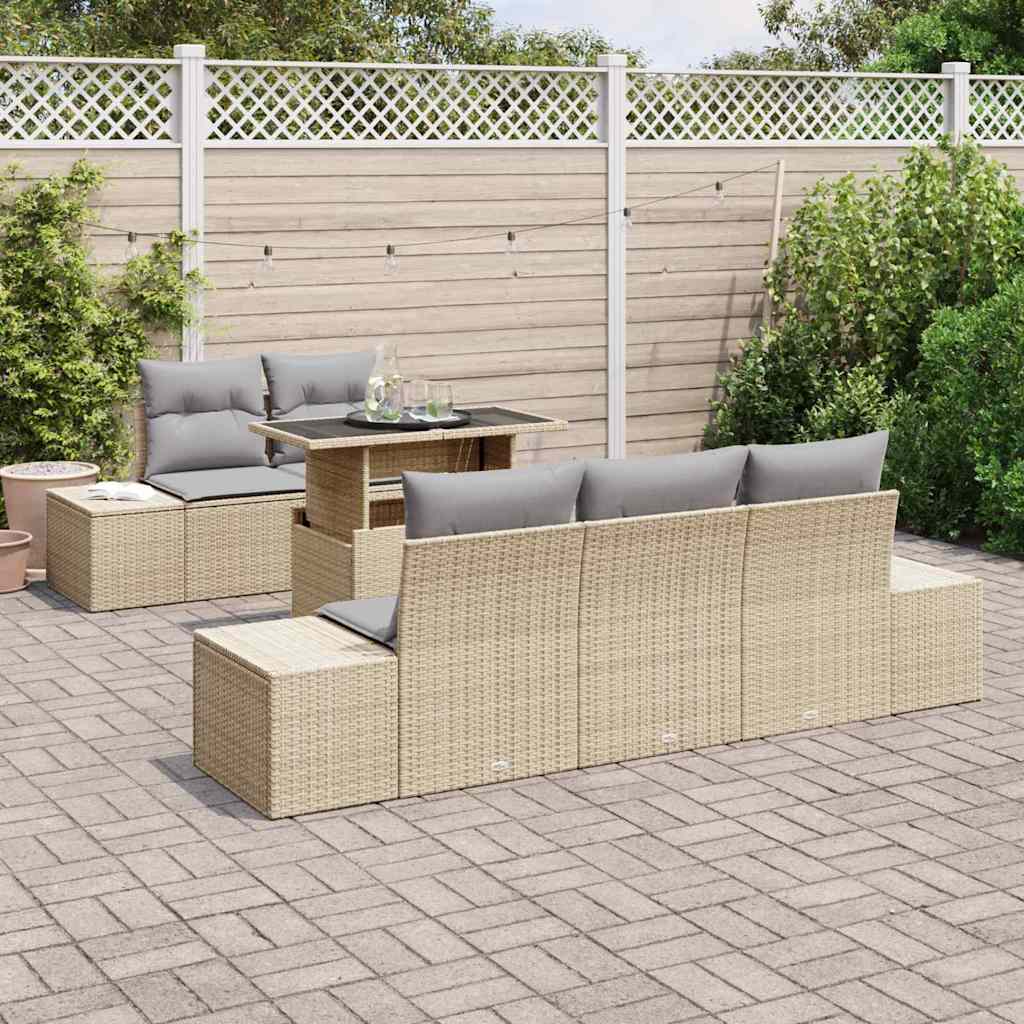 Set di divani 6 pcs Beige e Grigio Chiaro polyrattan | homemem39