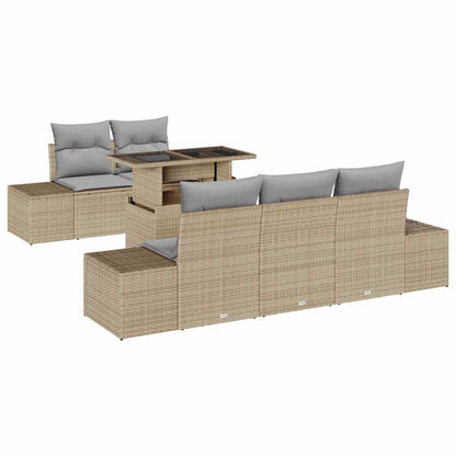 Set di divani 6 pcs Beige e Grigio Chiaro polyrattan | homemem39