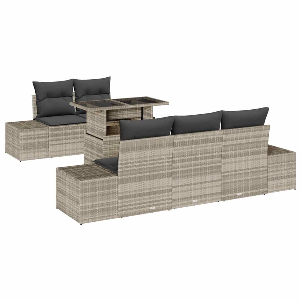 Set di divani 6 pz Grigio chiaro polyrattan