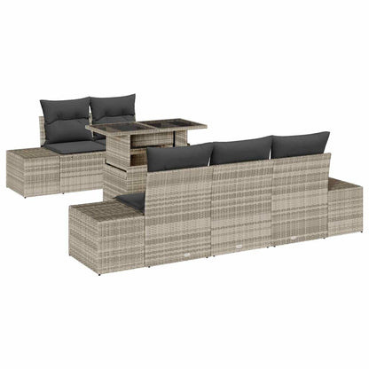 Set di divani 6 pz Grigio chiaro polyrattan