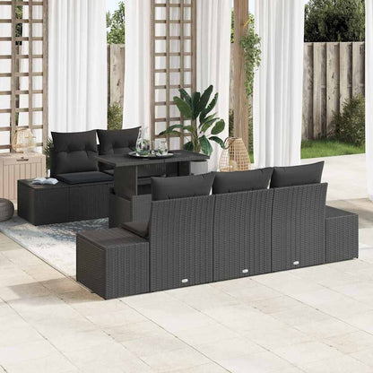 Set di divani 6 pz Nero polyrattan