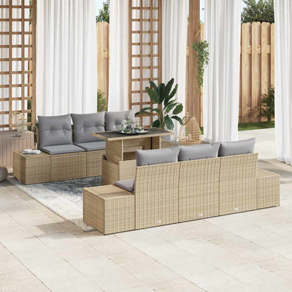 Set di divani 7 pcs Beige e Grigio Chiaro polyrattan | homemem39
