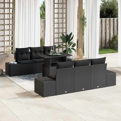 Set di divani con cuscino 7 pcs Nero polyrattan | homemem39