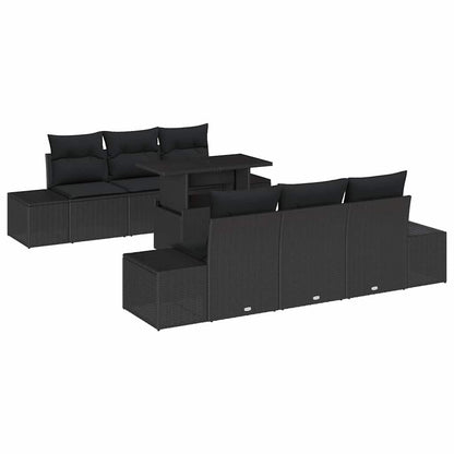 Set di divani con cuscino 7 pcs Nero polyrattan | homemem39