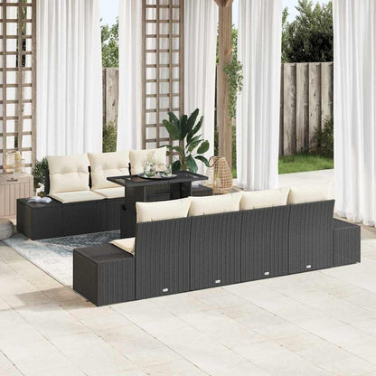 Set di divani con cuscino 8 pcs Nero e Crema polyrattan | homemem39