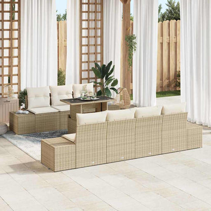 Set di divani con cuscino 8 pcs Beige e Crema polyrattan
