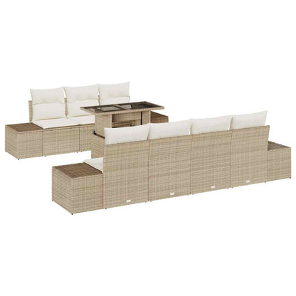 Set di divani con cuscino 8 pcs Beige e Crema polyrattan