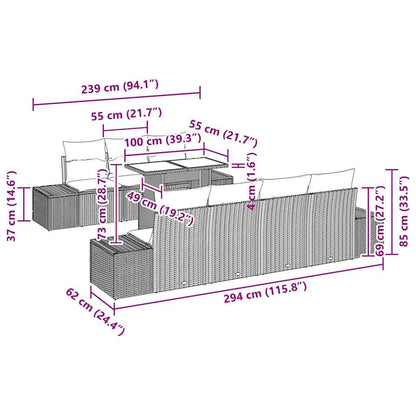 Set di divani con cuscino 8 pcs Beige e Crema polyrattan