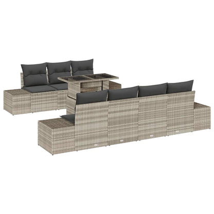 Set di divani con cuscino 8 pcs Grigio chiaro polyrattan | homemem39