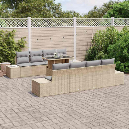 Set Divano da Giardino 9 pcs Beige e Grigio Chiaro polyrattan | homemem39