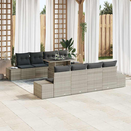 Set Divano da Giardino 9 pcs Grigio chiaro polyrattan | homemem39