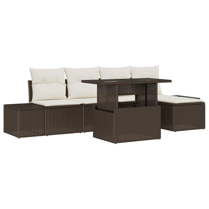 Set Divano da Giardino 6 pcs Marrone e Crema polyrattan | homemem39