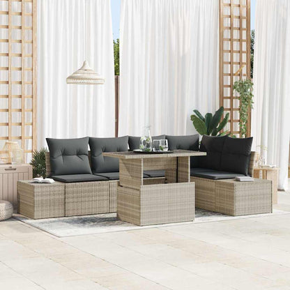 Set Divano da Giardino 6 pcs Grigio chiaro Poly Rattan