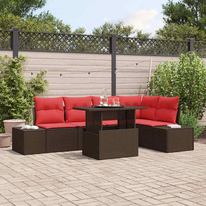 Set Divano da Giardino con cuscino 6 pcs Marrone e rosso | homemem39