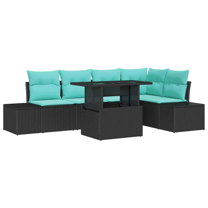 Set Divano da Giardino 6 pz 5-Numero di posti Nero e Blu | homemem39