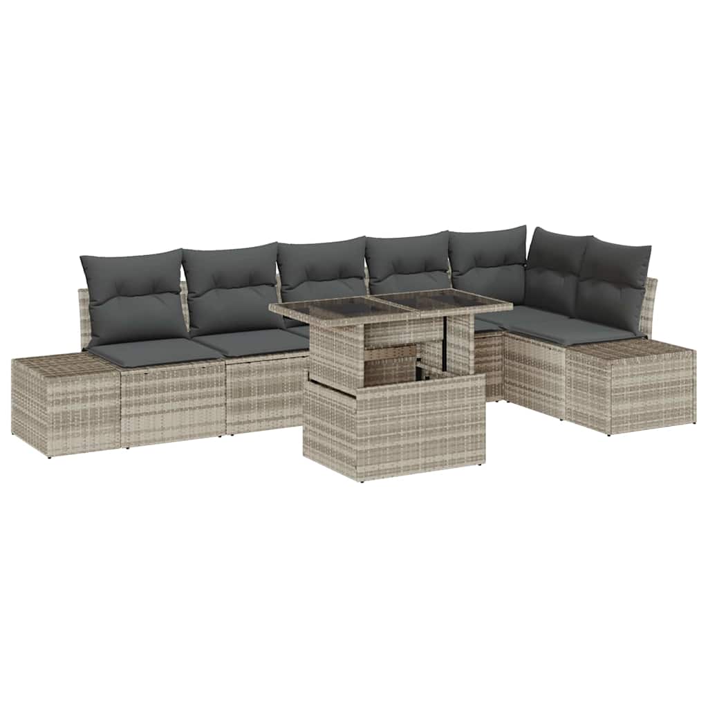 Set Divano da Giardino 7 pcs Grigio chiaro polyrattan | homemem39