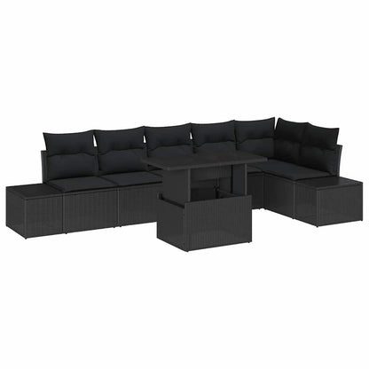 Set Divano da Giardino con cuscino con archiviazione 7 pcs Nero | homemem39