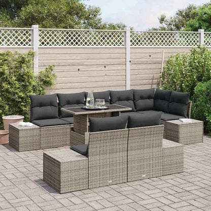 Set Divano da Giardino con cuscino 9 pcs Grigio polyrattan | homemem39