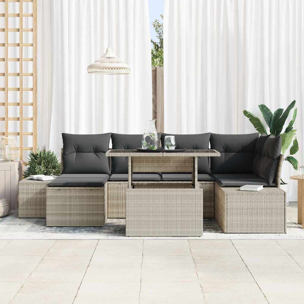 Set Divano da Giardino con cuscino 7 pcs Grigio chiaro | homemem39