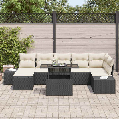 Set Divano da Giardino con cuscino 8 pcs Nero e crema | homemem39