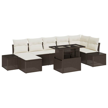 Set Divano da Giardino con cuscino 8 pcs Marrone e crema | homemem39
