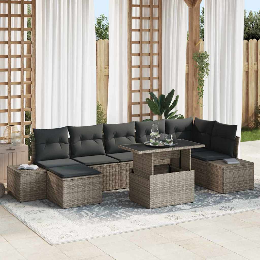 Set Divano da Giardino con cuscino 8 pcs Grigio | homemem39