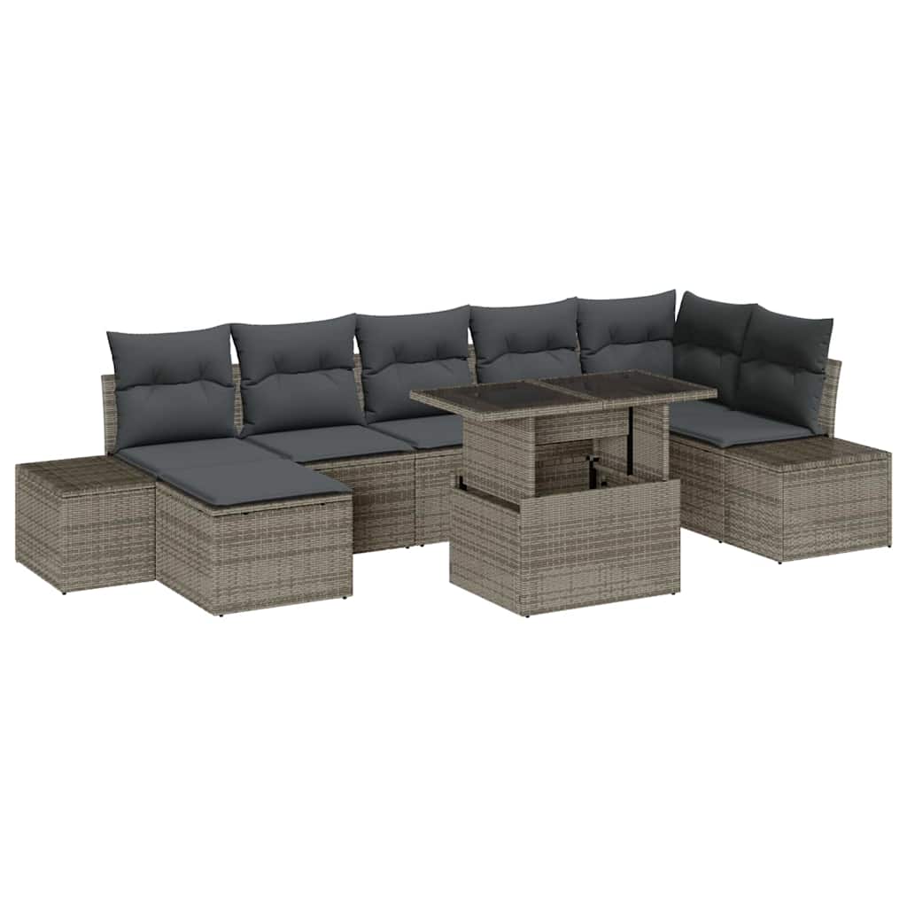 Set Divano da Giardino con cuscino 8 pcs Grigio | homemem39